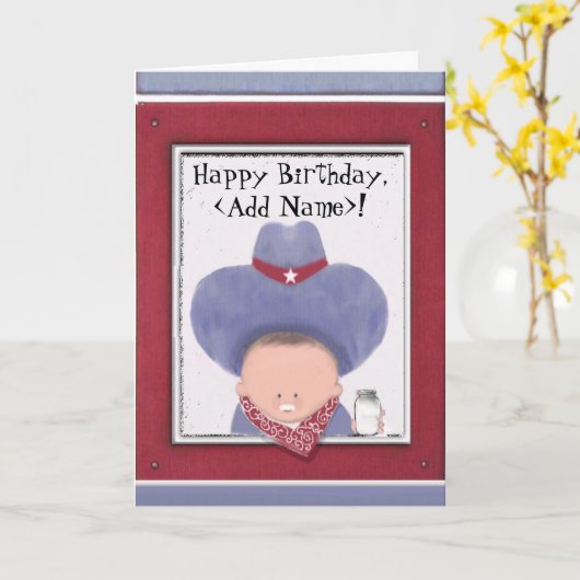 カウボーイ誕生日 カード (黄色い花)