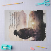 カウボーイ賛美のサンセットシルエット 薄葉紙 (クラフト)