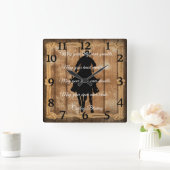 カウボーイ賛美の馬のシルエット スクエア壁時計 (ホーム)