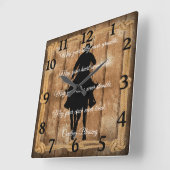 カウボーイ賛美の馬のシルエット スクエア壁時計 (傾斜)
