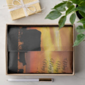 カウボーイ賛美ズホースキャトルの夕焼けシルエット 薄葉紙 (ギフト)