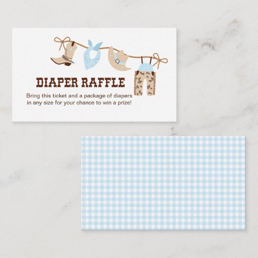 カウボーイ赤ちゃんシャワーおむつラッフルエンクロージャー エンクロージャーカード (正面/裏面)