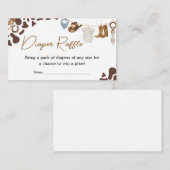 カウボーイ赤ちゃんシャワーおむつラッフル エンクロージャーカード (正面/裏面)