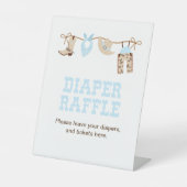 カウボーイ赤ちゃんシャワーおむつラッフル 台座サイン (正面)