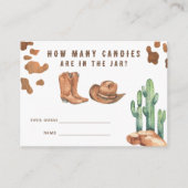 カウボーイ赤ちゃんシャワーお菓子の数を推測 エンクロージャーカード (正面)