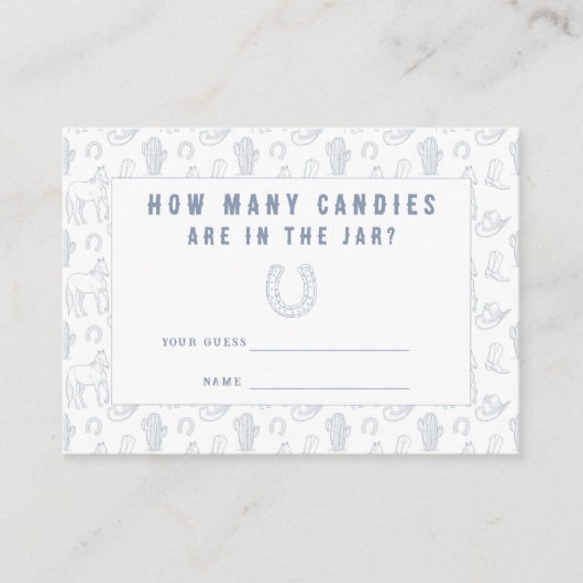 カウボーイ赤ちゃんシャワーお菓子の数を推測 エンクロージャーカード (正面)