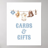 カウボーイ赤ちゃんシャワーカードとギフトサイン ポスター (正面)