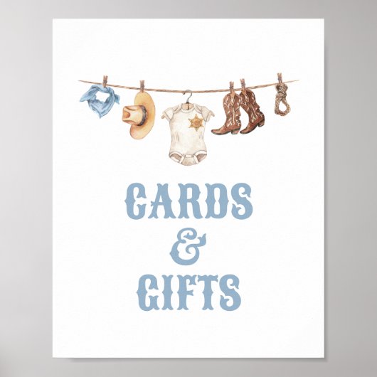 カウボーイ赤ちゃんシャワーカードとギフトサイン ポスター (正面)