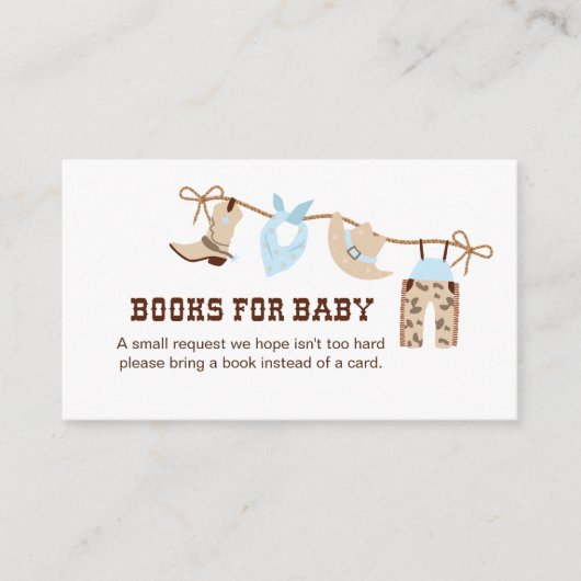 カウボーイ赤ちゃんシャワーベビー収納用ブック エンクロージャーカード (正面)