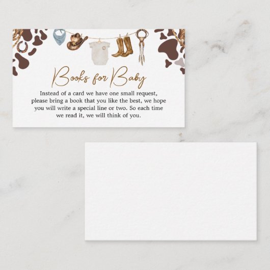 カウボーイ赤ちゃんシャワーベビー エンクロージャーカード (正面/裏面)