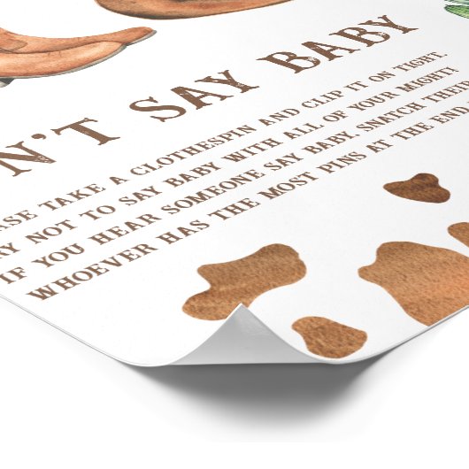 カウボーイ赤ちゃんシャワーベビー ポスター (角)