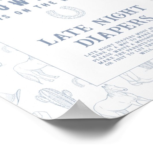 カウボーイ赤ちゃんシャワー夜遅くのおむつゲーム ポスター (角)