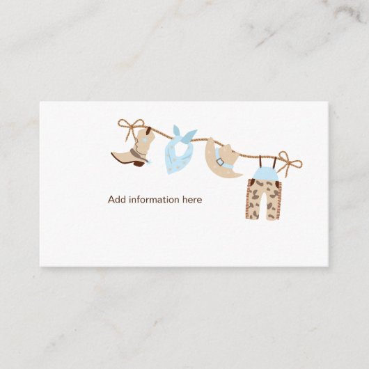 カウボーイ赤ちゃんシャワー情報エンクロージャ エンクロージャーカード (正面)