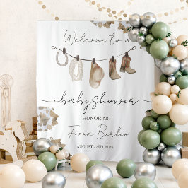 カウボーイ赤ちゃんシャワー歓迎サイン。 タペストリー