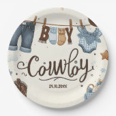 カウボーイ赤ちゃんシャワー紙プレート ペーパープレート (正面)