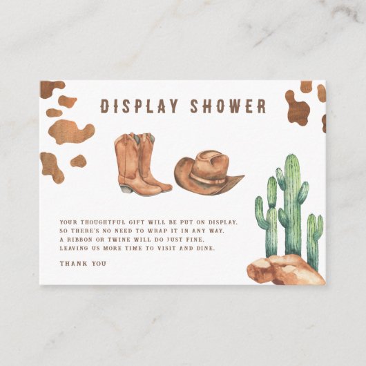 カウボーイ赤ちゃんシャワー表示シャワー エンクロージャーカード (正面)