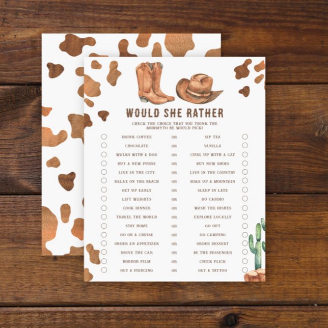 カウボーイ赤ちゃんシャワー – 彼女はむしろ (クリエイターアップロード済み)