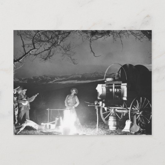 カウボーイ遊ズとキャンプファイアのまわりにを歌う ポストカード (正面)