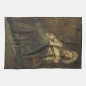 カウボーイ遊ズ・ザ・バンジョーと歌うカントリー・ミュージック キッチンタオル (横)