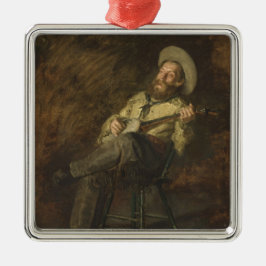 カウボーイ遊ズ・ザ・バンジョーと歌うカントリー・ミュージック メタルオーナメント