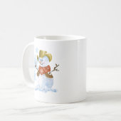 カウボーイ雪だるまクリスマスコーヒカップ コーヒーマグカップ (正面左)