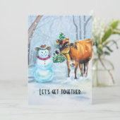 カウボーイ雪だるまクリスマスパーティの招待状 招待状 (スタンド正面)
