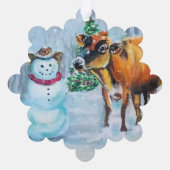 カウボーイ雪だるまクリスマス オーナメントカード (裏面)