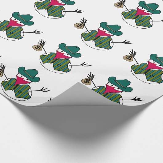 カウボーイ雪だるまバンディトウィズマネーバッグ ラッピングペーパー (角)