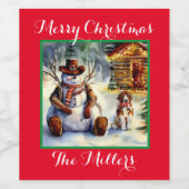 カウボーイ雪だるまボトル食品・飲料ラベルセット ワインラベル (シングルラベル)