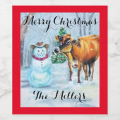 カウボーイ雪だるまボトル食品・飲料ラベルセット ワインラベル (シングルラベル)