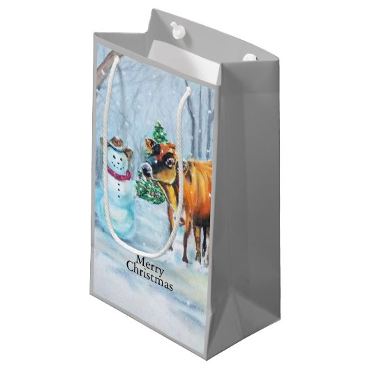 カウボーイ雪だるま&カウクリスマス スモールペーパーバッグ (正面アングル)