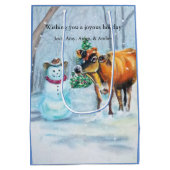 カウボーイ雪だるま&カウクリスマス ミディアムペーパーバッグ (裏面)