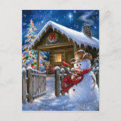 カウボーイ雪だるま シーズンポストカード (正面)