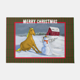 カウボーイ雪だるま&ホース ドアマット