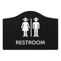 カウボーイ風トイレサイン 牧場主のユーモアあふれるバスルームサイン