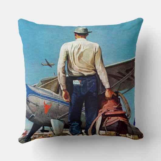 カウボーイ飛んでいるバイミードシェーファー クッション (裏面)