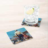 カウボーイ飛んでいるバイミードシェーファー スクエアペーパーコースター (インサイチュ)