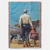 カウボーイ飛んでいるバイミードシェーファー スローブランケット (正面縦)
