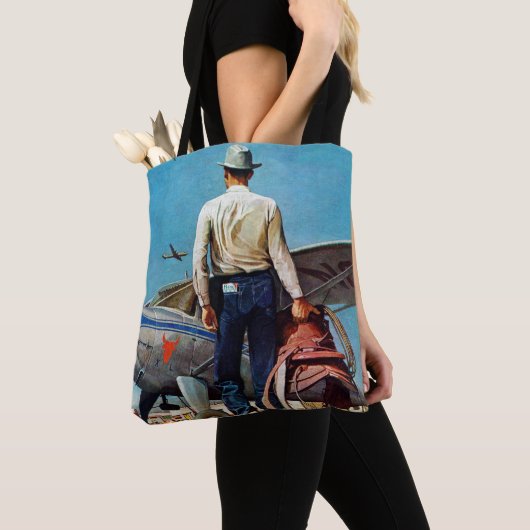 カウボーイ飛んでいるバイミードシェーファー トートバッグ (クローズアップ)