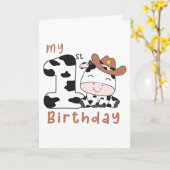 カウボーイ1歳の誕生日 カード (黄色い花)