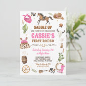 カウボーイ1stロデオピンクワイルドウエストテーマ誕生日 招待状 (スタンド正面)