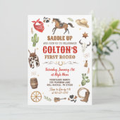 カウボーイ1stロデオレッドワイルドウエストテーマ誕生日 招待状 (スタンド正面)