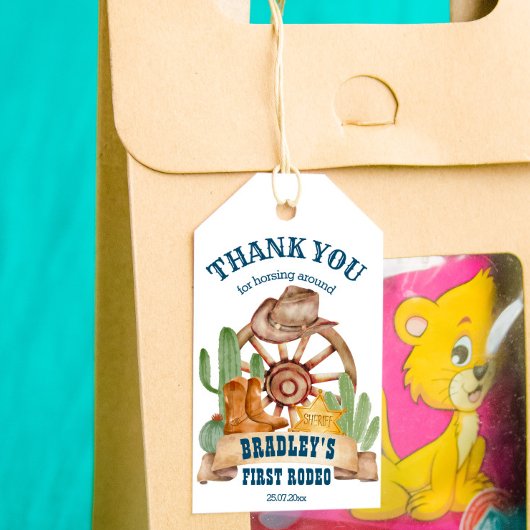 カウボーイ1stロデオ馬ファームパーティー感謝していユー ギフトタグ