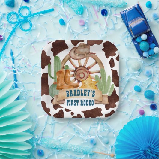 カウボーイ1stロデオ馬ファームパーティー パーソナライズされた ペーパープレート (パーティー)