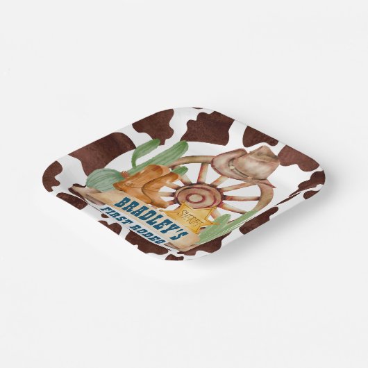 カウボーイ1stロデオ馬ファームパーティー パーソナライズされた ペーパープレート (傾斜あり)