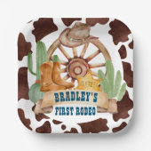 カウボーイ1stロデオ馬ファームパーティー パーソナライズされた ペーパープレート (正面)