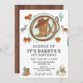 カウボーイ1st誕生日パーティの招待状 招待状 (正面/裏面)