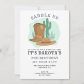 カウボーイ2nd誕生日パーティの招待状 招待状 (正面)
