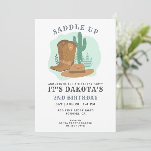 カウボーイ2nd誕生日パーティの招待状 招待状 (スタンド正面)