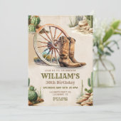 カウボーイ30素朴thウェスタン誕生日パーティー 招待状 (スタンド正面)